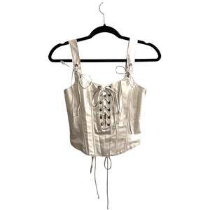 Widow Corset Top Size XS Ivory Forgotten Love Lace Up Boned Satin Dolls Kill NWT